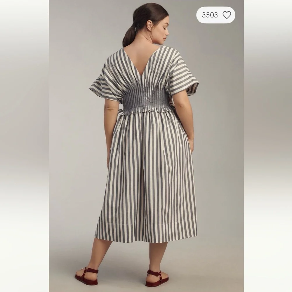 NWT By Anthropologie V-Neck Zip-Front Midi Dress - Picture 8 of 12